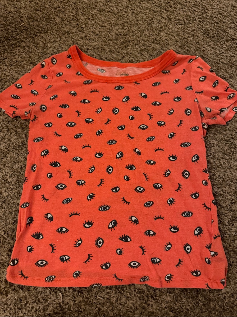 Woman’s Coral Short Sleeve baby Tee with Eye Print